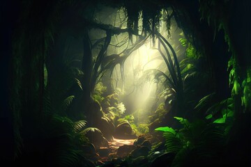 Jungle forest in the night