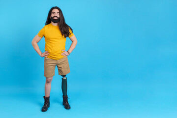 Relaxed man with a prosthesis on a leg