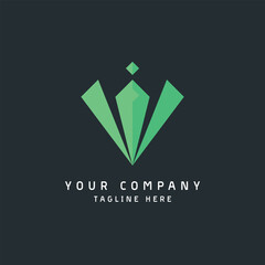Green diamond crystal logo design illustration. Creative crystal or diamond or jewelery colored abstract logo type monogram color shape vector. Isolated background.