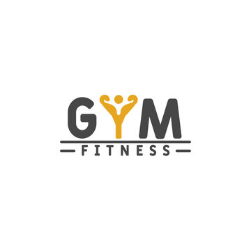 Y letter logo design illustration black muscular fitness gym man silhouette. Creative fitness symbol sport gym muscular man stamp logo type label vector. Isolated background.