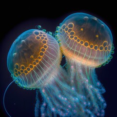 Valentine's Day Loving Cuddling Jellyfish Couple (generative AI)