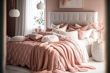Cozy pink and white bedroom