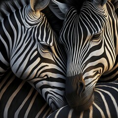 Valentine's Day Loving Cuddling Zebra Couple (generative AI)