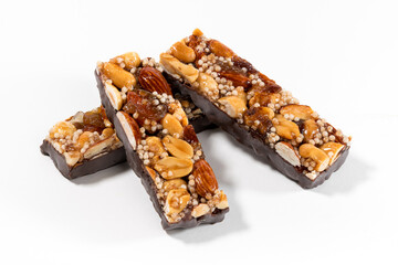 Energy bars on white background