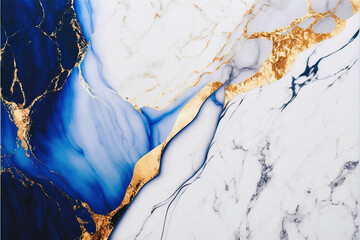 Elegant Blue, White, and Gold Marble Texture for high-end designs. Stunning image for website backgrounds, social media posts, and more. Bold, sleek patterns with luxurious color palette Generative AI