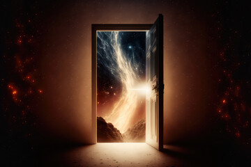 glowing stars entrance to go to another place, digital art style, illustration painting (ai generated)