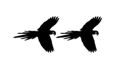 Obraz na płótnie Canvas Flying Macaw Bird Silhouette for Logo, Pictogram, Art Illustration, Website or Graphic Design Element. Vector Illustration