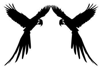 Flying Macaw Bird Silhouette for Logo, Pictogram, Art Illustration, Website or Graphic Design Element. Format PNG	