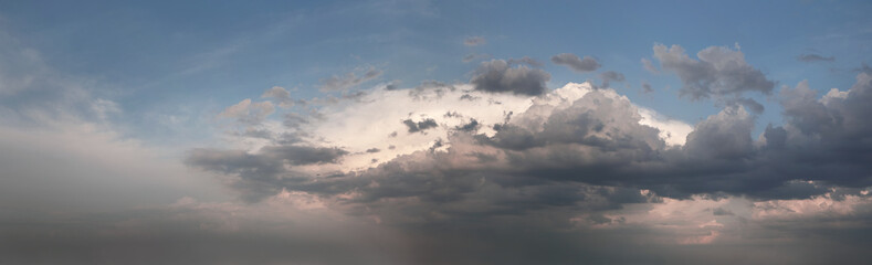Fototapeta na wymiar Blue sky panorama with rainy clouds