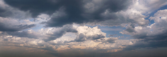 Blue sky panorama with clouds