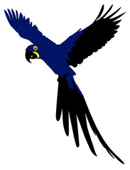 Flying Macaw Bird Silhouette for Logo, Pictogram, Art Illustration, Website or Graphic Design Element. Format PNG
