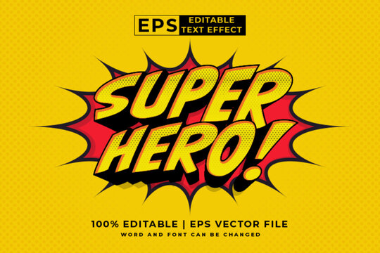 Fototapeta Editable text effect - super hero comic 3d cartoon template style premium vector