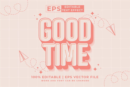 Editable text effect - good time 3d cartoon template style premium vector