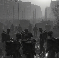 The Situation After The Zombie Apocalypse In The Middle Of The City Created With Generative AI Technology