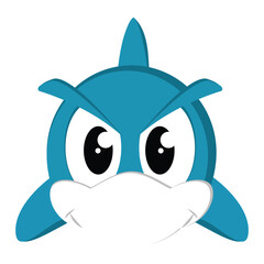 face angry baby shark illustration