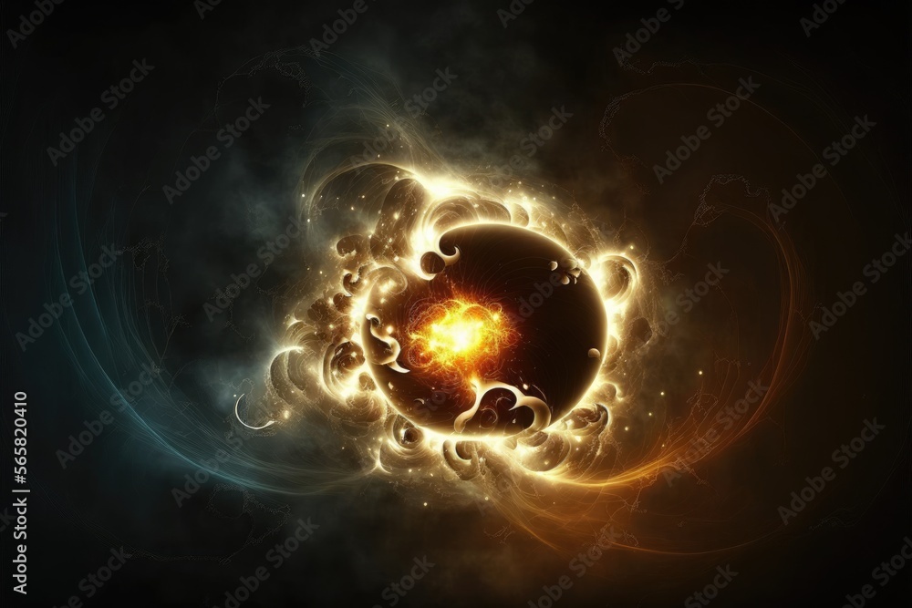 Poster abstract fractal art background illustration space geometry. background consists fractal multicolor 