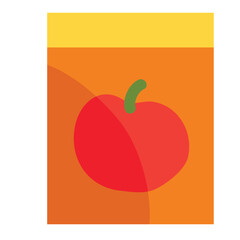 package with tomato juice, a tomato is drawn on the package, flat, isolated object on a white background, vector illustration,