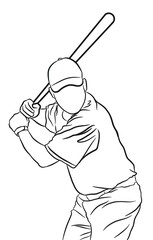 baseball player hitting ball for batting position silhouette for pitching sketch design