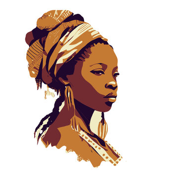 Beautiful black afro women illustration, African woman artwork vector