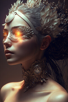 Goddess Fortuna, side view, bust shot, Generative AI