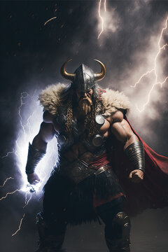 Norse mythology, Thor, God of thunder, Generative AI