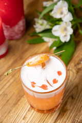 the bartender prepares a delicious alcoholic cocktail	