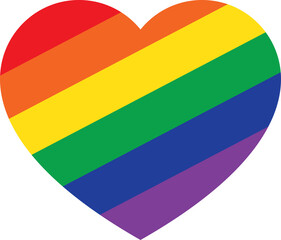 Rainbow colored heart shape flat icon. LGBTQI concept.