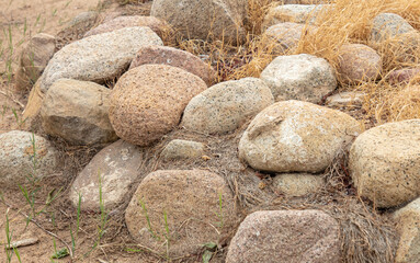 Large stones on the ground.