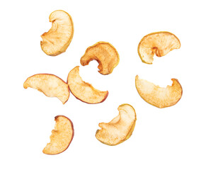 Dried apples isolated on white background.