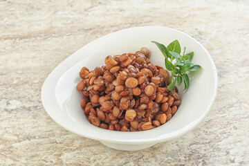Boiled lentil in the bowl
