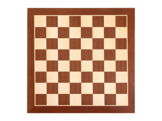 Wooden chessboard from above isolated on white background