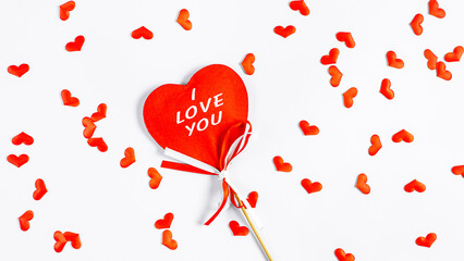 Red Big heart that says I love you on a white background
