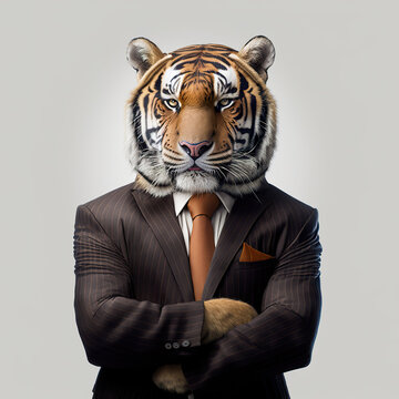 Anthropomorphic Tiger Wearing A Suit