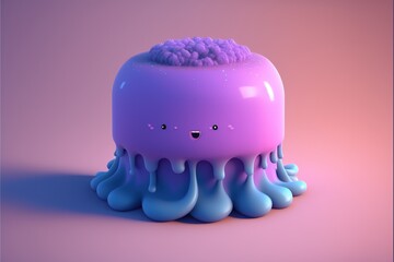 A minimalist 3D render of a fluffy and squishy pink and purple jelly | generative AI | soft pop