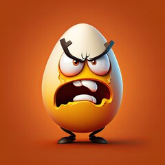 Angry egg cartoon character