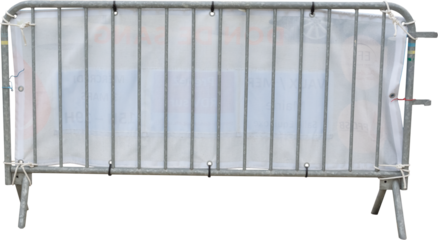 Isolated PNG cutout of a metallic street barrier on a transparent background, ideal for photobashing, matte-painting, concept art