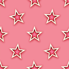 Obraz premium Endless Aesthetic Texture with Cute Magical Stars. Decorative Design for Prints, Fabrics, Wallpapers etc. Trendy Kids Print. Futuristical Seamless Pattern. Vector 3d Illustration