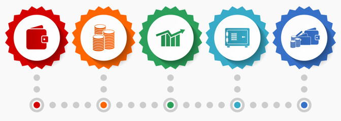Banking vector icons, commerce flat design web badges collection, business infographic template