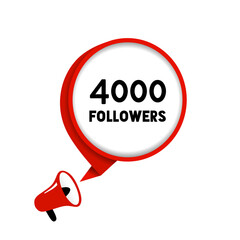 4000 followers, celebration design. 4k followers social group,Thank You, social sites post. Flat style vector illustration.