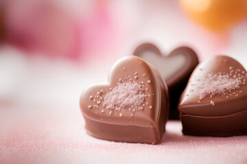 Saint Valentin, fête des amoureux. Coeur en chocolat cacao. Generative AI.
