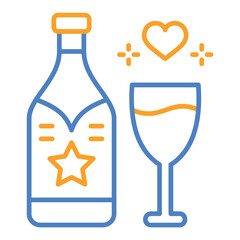 Champagne Blue And Orange Line Icon