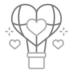 Hot Air Balloon Greyscale Line Icon