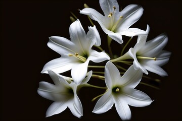 Obraz premium Bouquet of pure white lilies in the dark