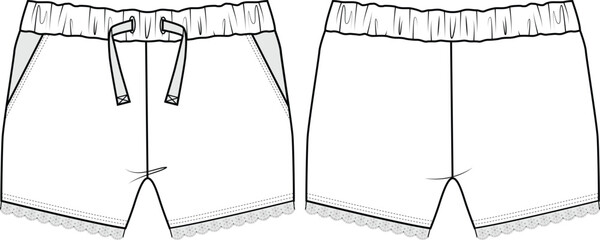 KIDS BOTTOM WEAR SHORTS FRONT AND BACK FASHION FLAT DESIGN VECTOR