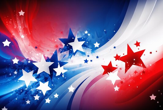 red white blue background with stars as American flag 