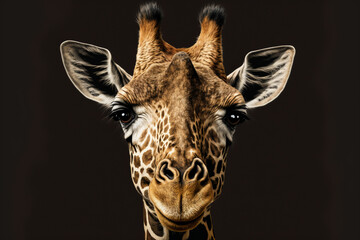 Giraffe, head giraffe, face giraffe. Illustration. Isolated background. Generative AI