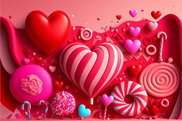 valentine background with candy hearts