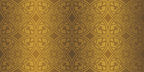 Islamic ornament vector , persian motiff . 3d ramadan islamic round pattern elements . Geometric circular ornamental arabic symbol vector . Gold color background