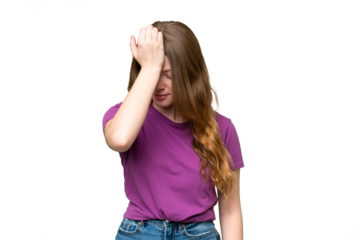 Young pretty woman over isolated background with headache