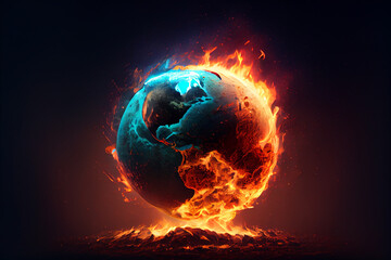 Brennende Erde, Erderwärmung - Generative Ai  - obrazy, fototapety, plakaty